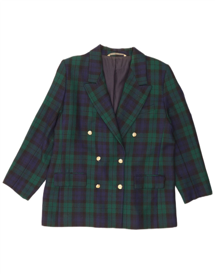Giacca blazer doppiopetto da uomo Marks & Spencer UK 44 2XL verde a quadri