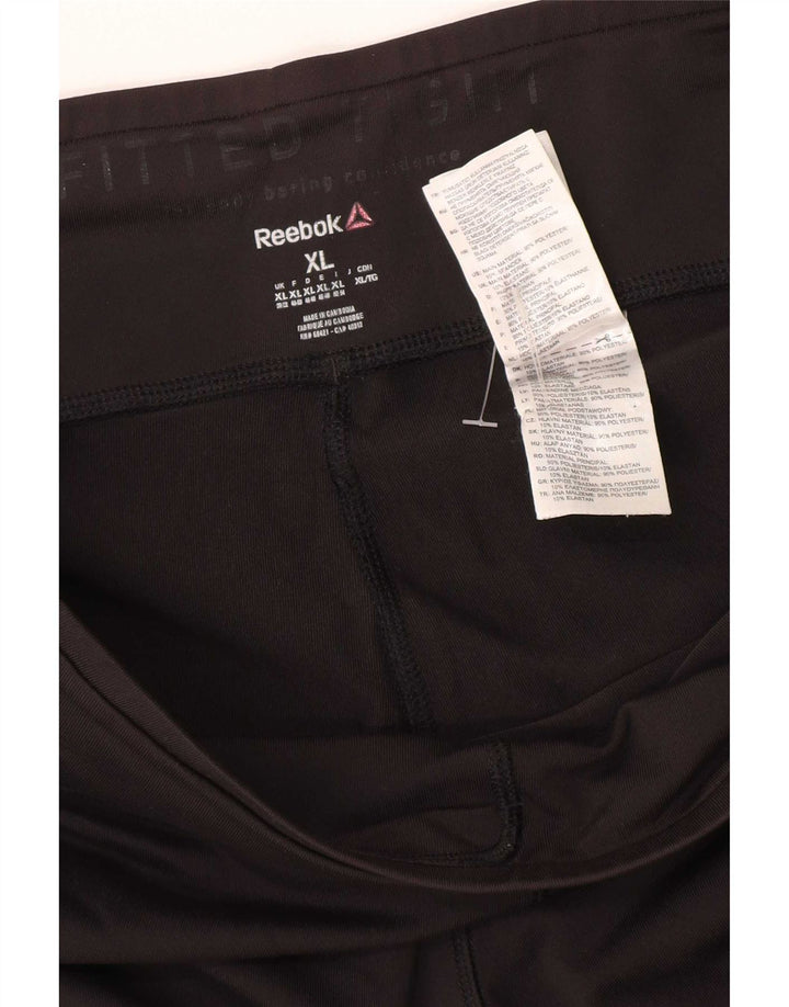 Reebok Womens Leggings UK 20/22 XL Black Polyester