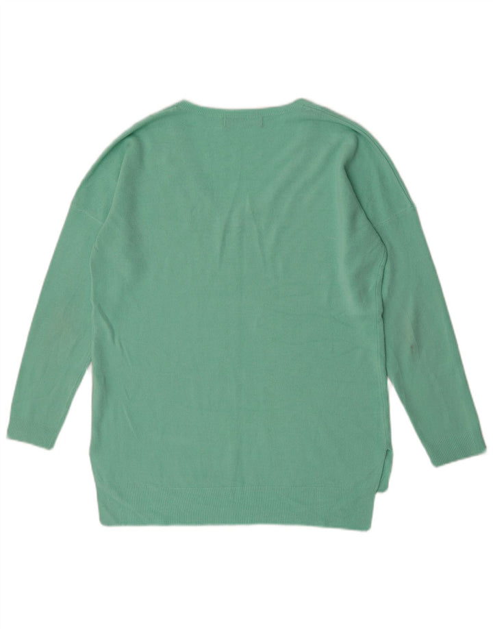 Marks & Spencer Womens V-Neck Jumper Sweater UK 12 Medium Green Acrylic