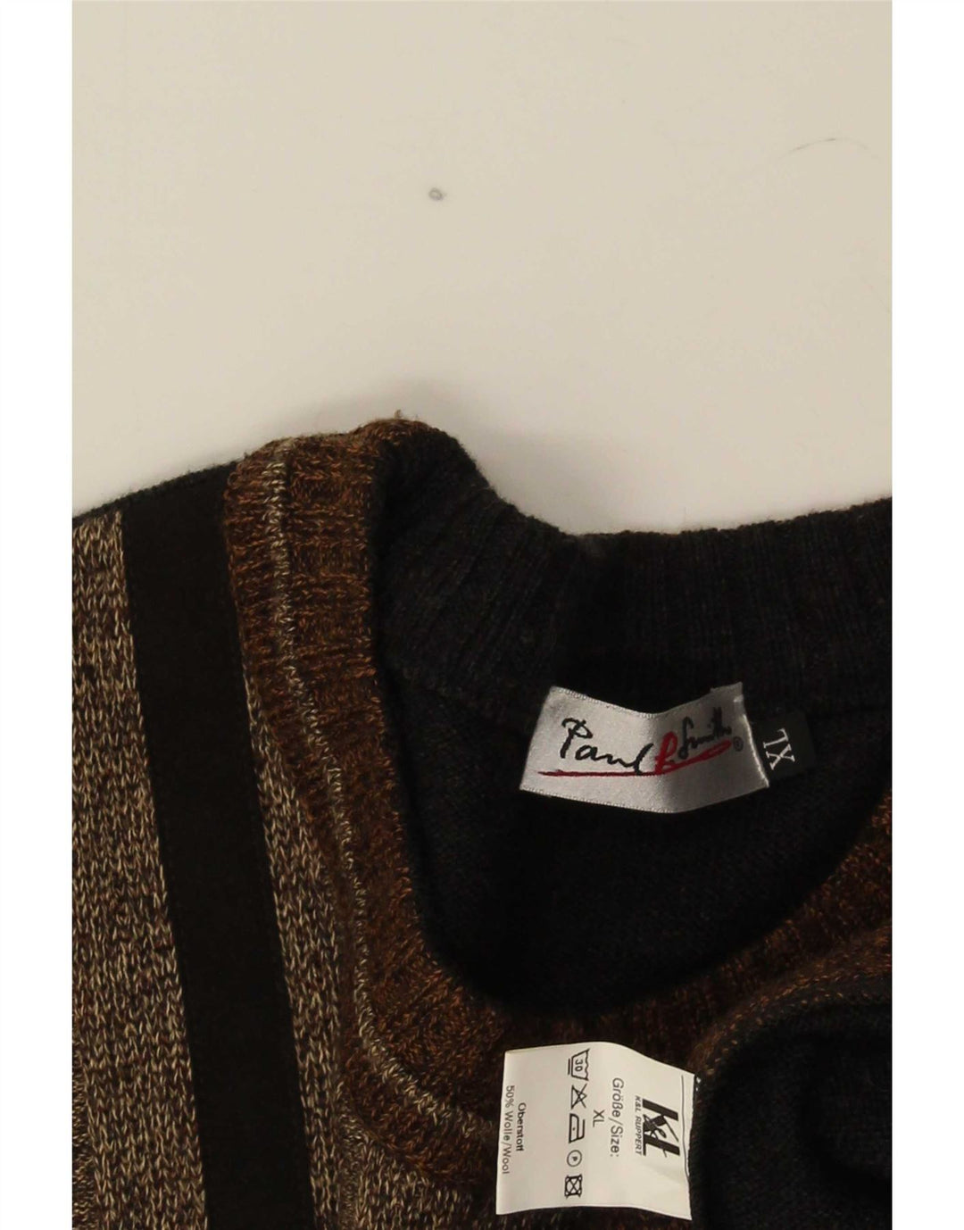 Vintage Mens Crew Neck Jumper Sweater XL Multicoloured Colourblock Wool