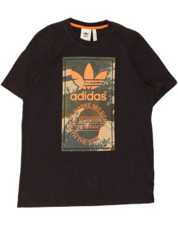 Adidas Mens Graphic T-Shirt Top Medium Black Cotton