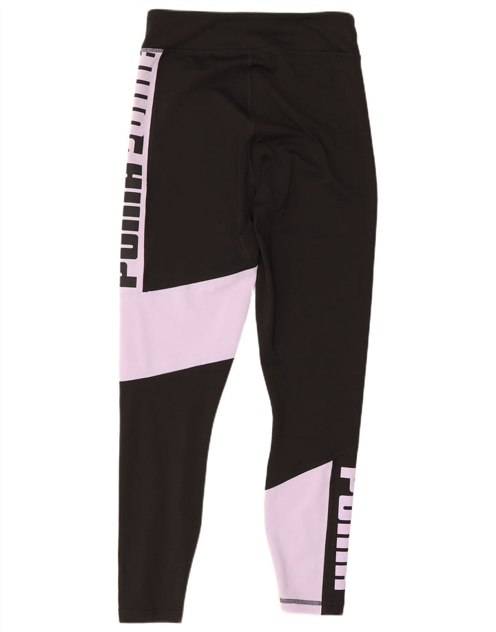 Puma Womens Graphic Leggings UK 10 Small Black Colourblock