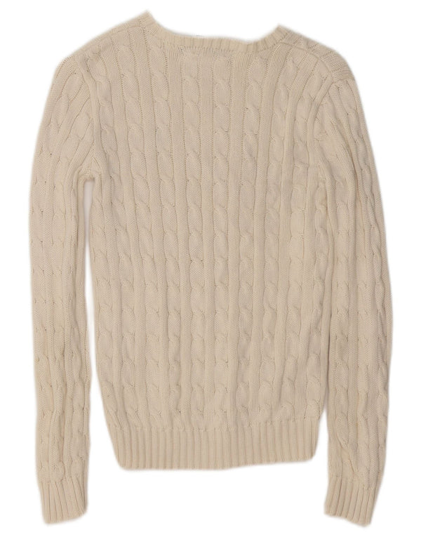 Ralph Lauren Womens Boat Neck Jumper Sweater UK 6 XS White Cotton