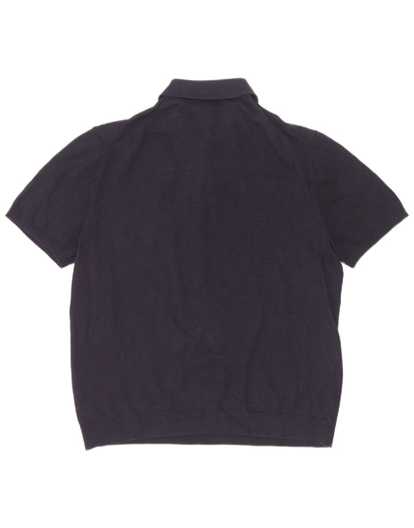 Marks & Spencer Herre Kortærmet Polo Neck Jumper Sweater 2XL Navy Blue