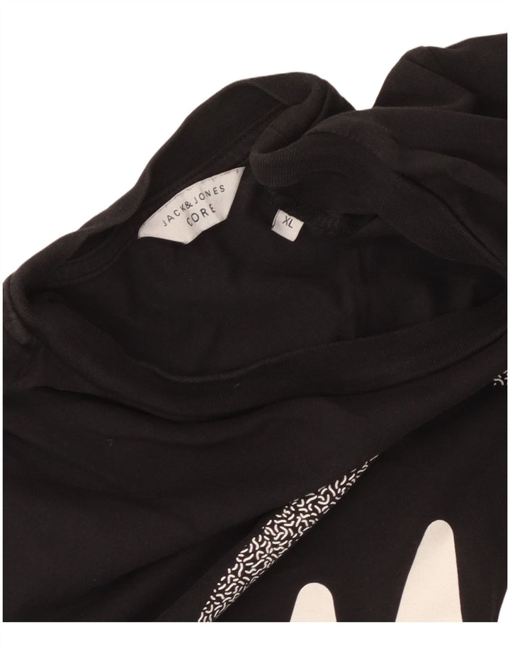 Jack & Jones Mens Graphic T-Shirt Top XL Black