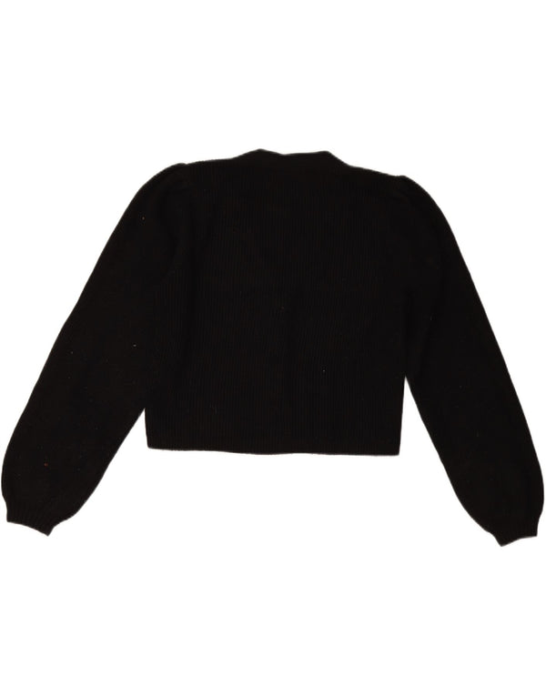 Zara Womens Crop Cardigan Sweater UK 10 Small Black Viscose