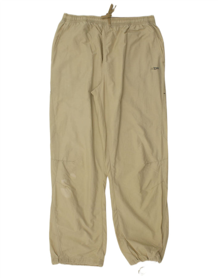 REEBOK Mens Graphic Tracksuit Trousers Large  Beige Nylon