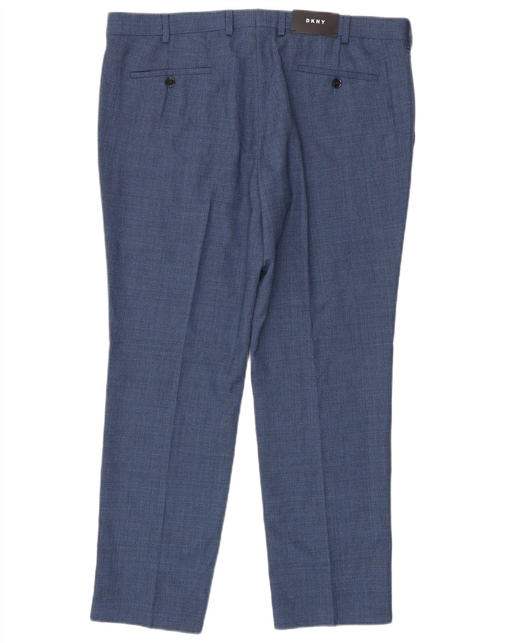 DKNY Mens Slim Fit Suit Trousers W38 L29 Blue Wool