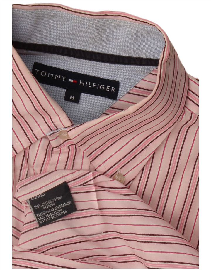 Tommy Hilfiger Mens Shirt Medium Pink Striped Cotton