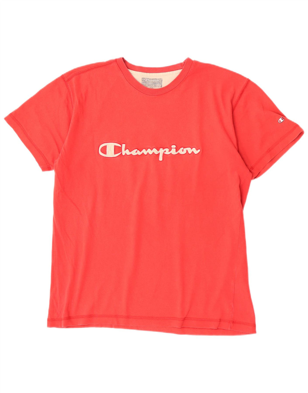 Champion Mens Graphic T-Shirt Top Large Red Cotton
