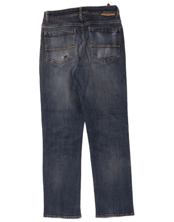 Dack's Jean droit coupe droite pour femme IT 46 Large W28 L29 Bleu marine