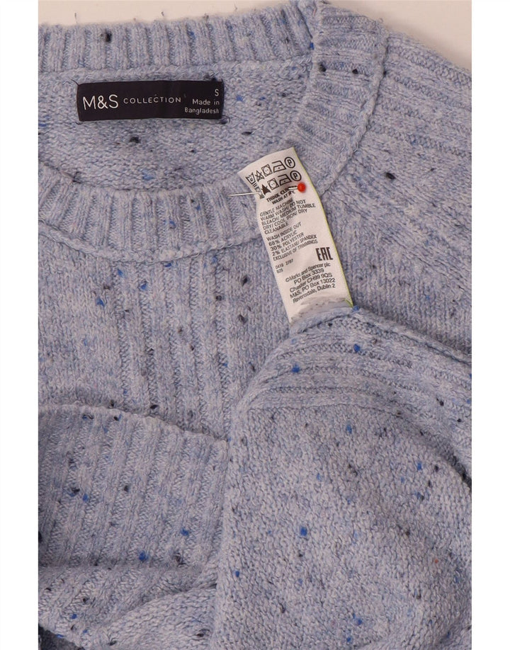 Marks & Spencer Womens Crew Neck Jumper Sweater UK 10 Small Blue Flecked