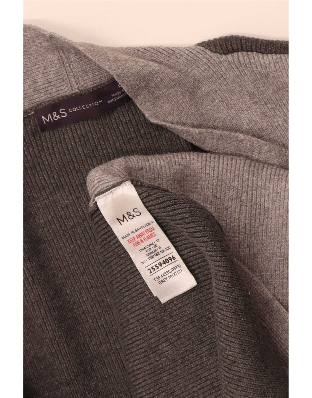 Marks & Spencer Damen Longline-Cardigan-Pullover UK 12 Mittelgrau