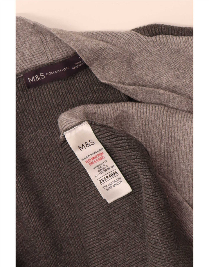 Marks & Spencer Damen Longline-Cardigan-Pullover UK 12 Mittelgrau