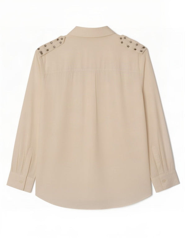Camicia militare Zara da donna UK 14 viscosa bianca media