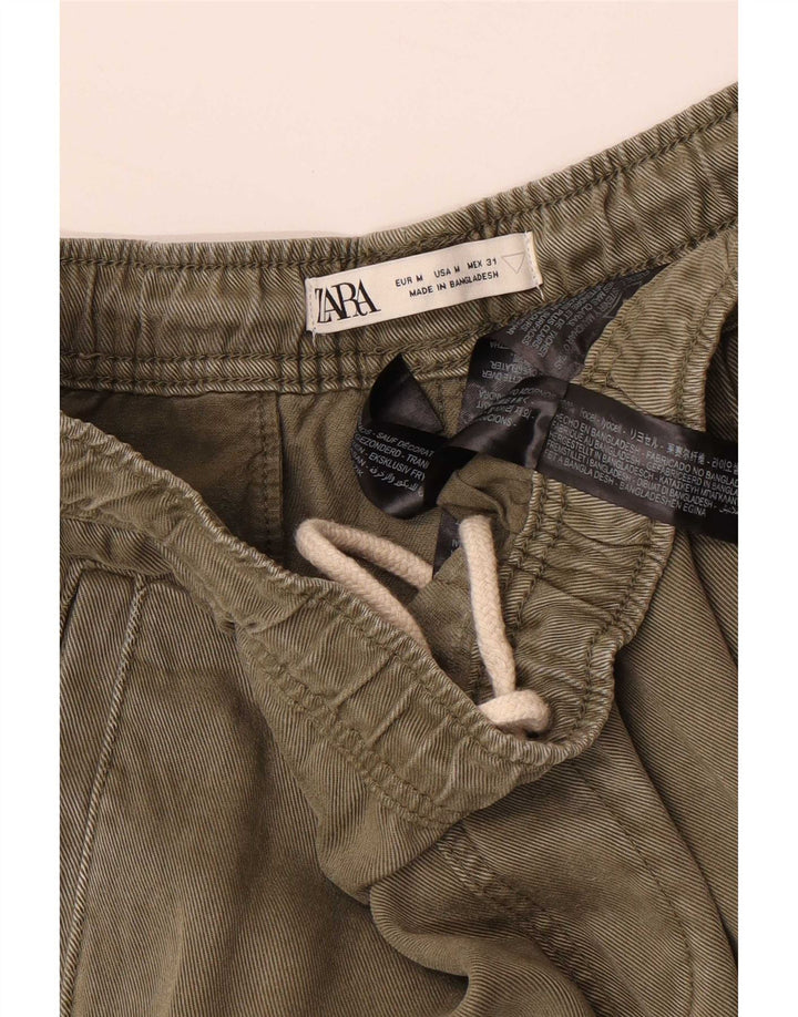 Zara Herre Joggers Cargo Bukser Medium W31 L26 Khaki Lyocell