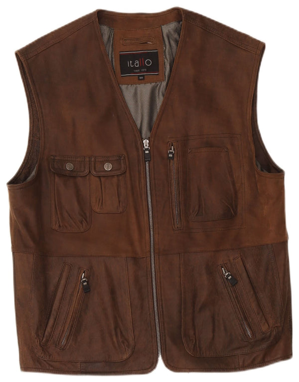 Itallo Gilet en cuir pour homme IT 50 Large Marron