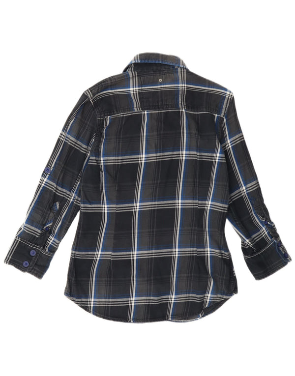Superdry Chemise en flanelle pour femme UK 14 Bleu marine moyen en coton à carreaux