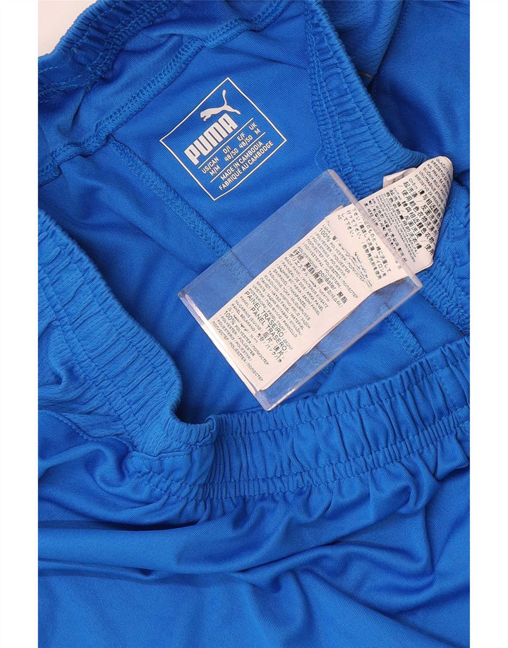 Pantaloncini sportivi da uomo Puma in poliestere color block blu medio