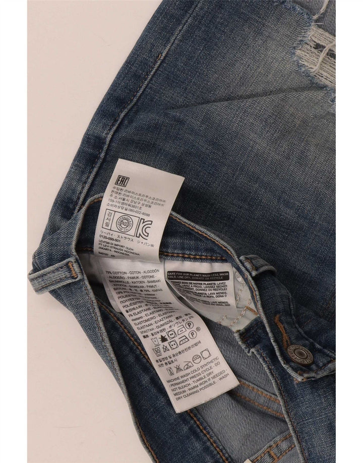 Pantaloncini di jeans invecchiati Levi's da donna W27 piccoli in cotone blu
