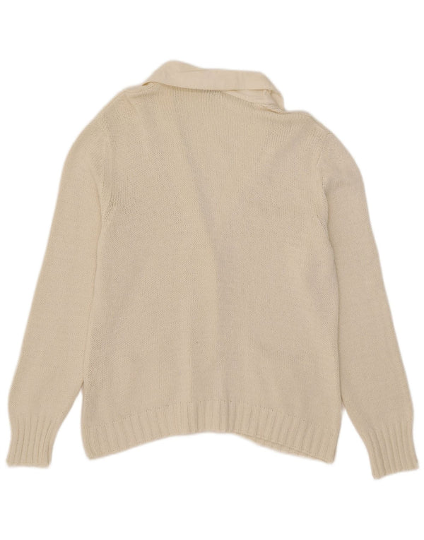 Glenfield Damen Strickjacke UK 18 XL Weiße Baumwolle