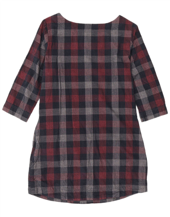 Weird Fish Womens 3/4 Sleeve Shift Dress UK 10 Small Navy Blue Check