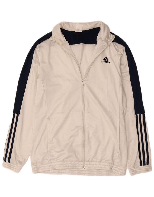 Adidas Męska bluza dresowa UK 44/46 Duży biały poliester z blokami kolorów