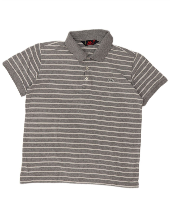Kappa Mens Polo Shirt Medium Grey Striped Cotton