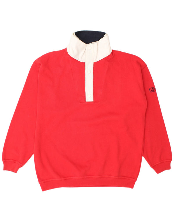 Yachting Club Herren-Sweatshirt mit Knopfkragen, groß, rot, Farbblock