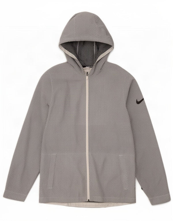 Nike Regnjakke med hætte til mænd UK 38 Medium Grå Geometrisk Nylon