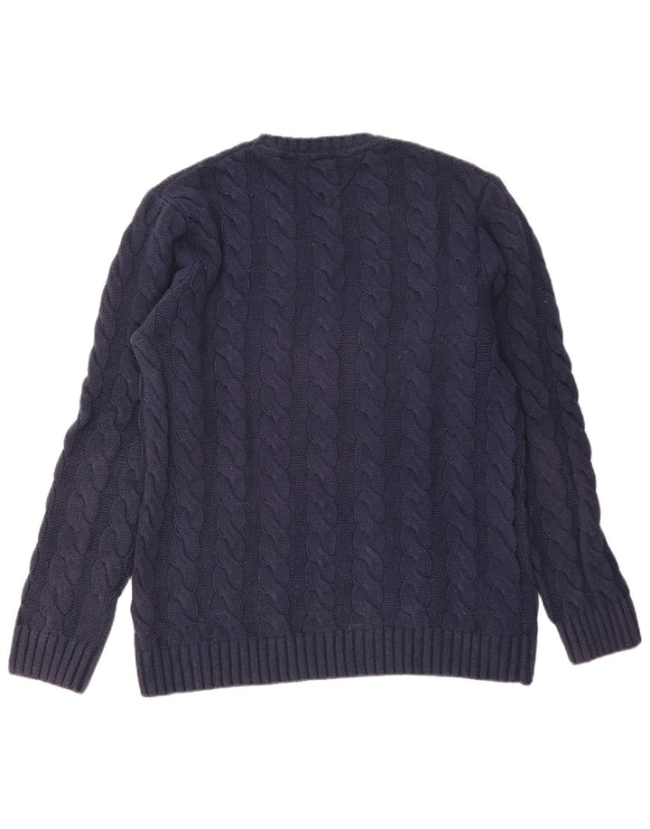 Tommy Hilfiger Mens Crew Neck Jumper Sweater Medium Navy Blue Cotton
