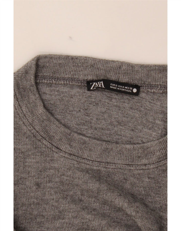 ZARA Womens Crop Sweatshirt Jumper UK 10 Small Grey Vintage Zara and Second-Hand Zara from Messina Hembry 