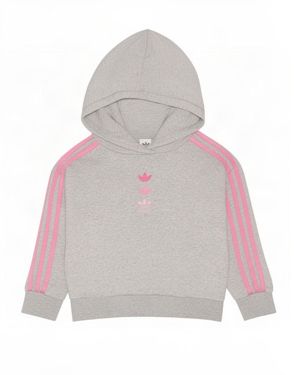 Adidas Girls Hoodie Jumper 4-5 Years Grey Flecked Cotton