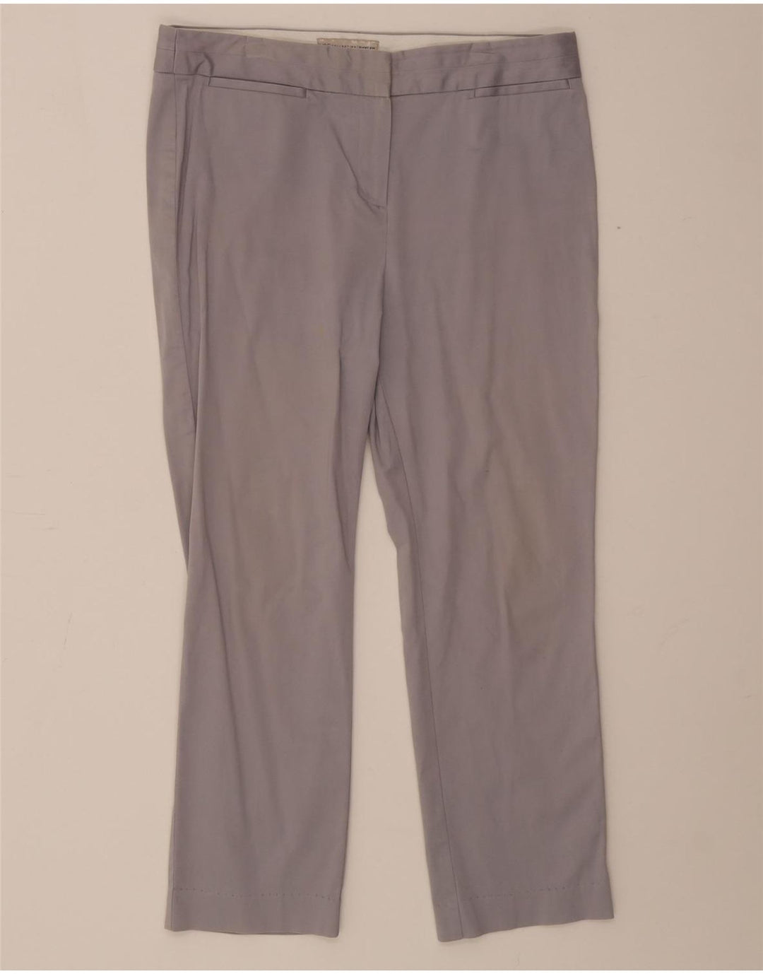 Marks & Spencer Womens Straight Cropped Trousers UK 12 Medium W30 L24 Grey