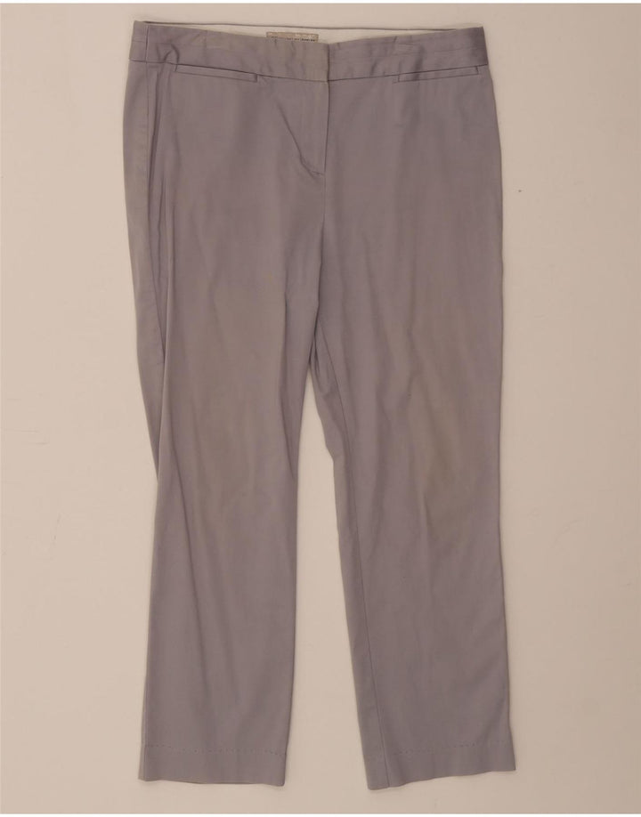 Marks & Spencer Womens Straight Cropped Trousers UK 12 Medium W30 L24 Grey