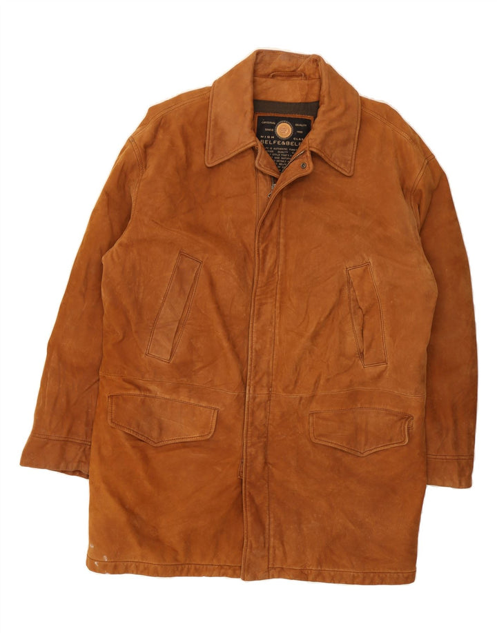 BELFE & BELFE Mens Leather Coat UK 42 XL Brown Vintage Belfe & Belfe and Second-Hand Belfe & Belfe from Messina Hembry 