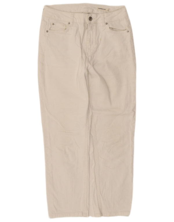 Marks & Spencer Damen Slim Cropped Jeans UK 10 Small W28 L24 Weiße Baumwolle