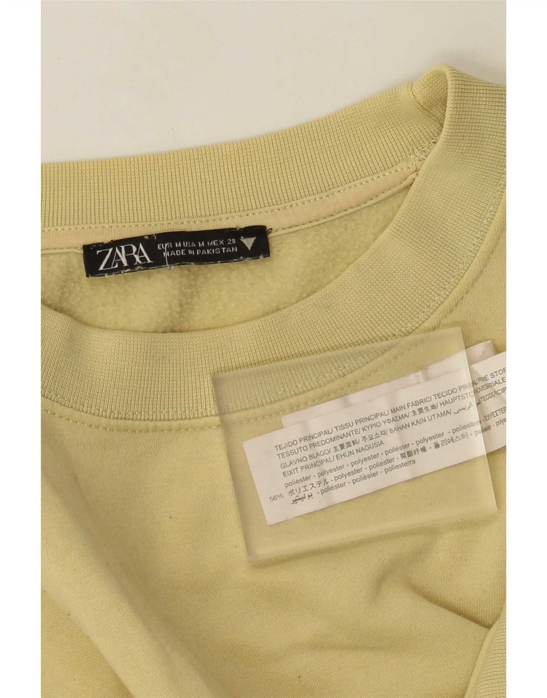 Zara Womens Crop Sweatshirt Jumper UK 14 Medium Gul Polyester
