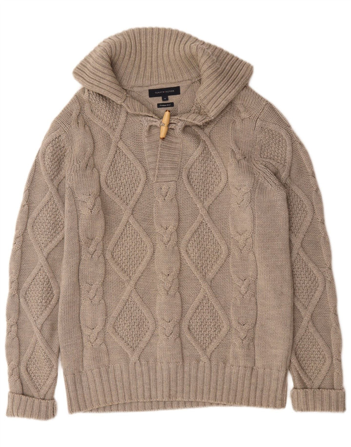 Maglione maglione da uomo con collo alto Tommy Hilfiger in lana grigio medio