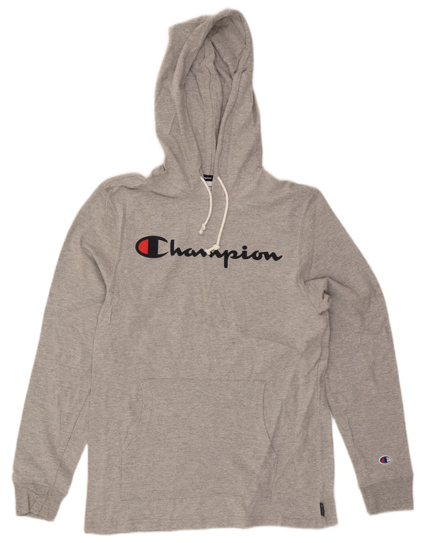Champion Herre grafisk hættetrøje Jumper Medium Grey Flecked Bomuld