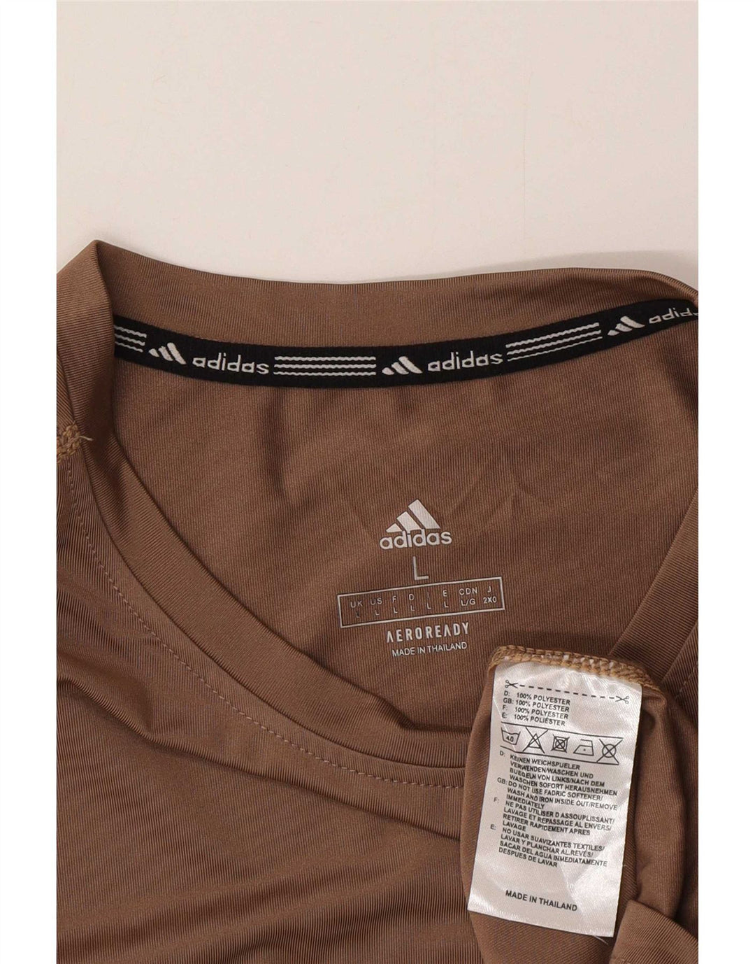 Adidas Mens Aeroready Graphic T-Shirt Top Large Brown Polyester