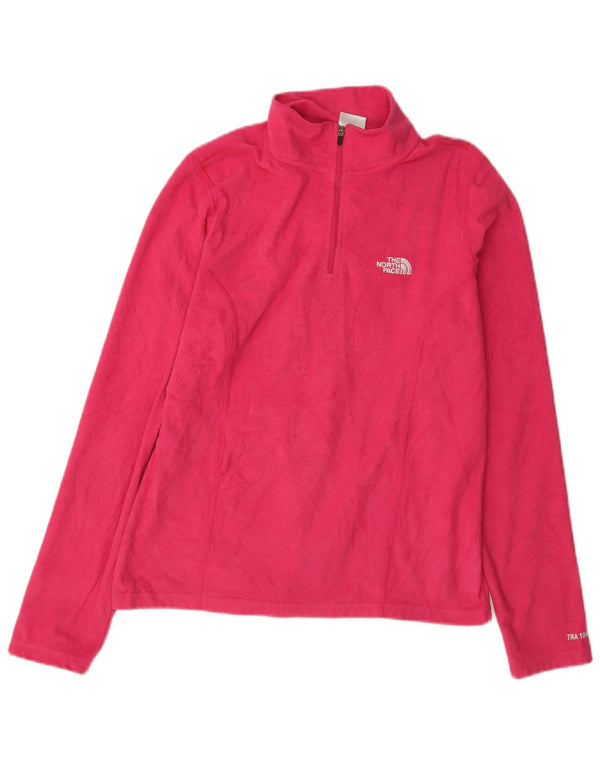 The North Face Womens Zip Neck Fleece Jumper UK 10 Small Pink Polyester