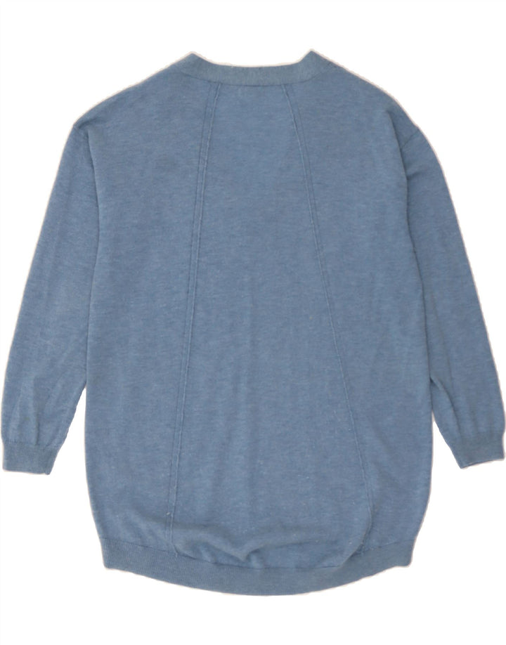 FAT FACE Womens Longline Oversized V-Neck Jumper Sweater UK 8 Small  Blue Vintage Fat Face and Second-Hand Fat Face from Messina Hembry 
