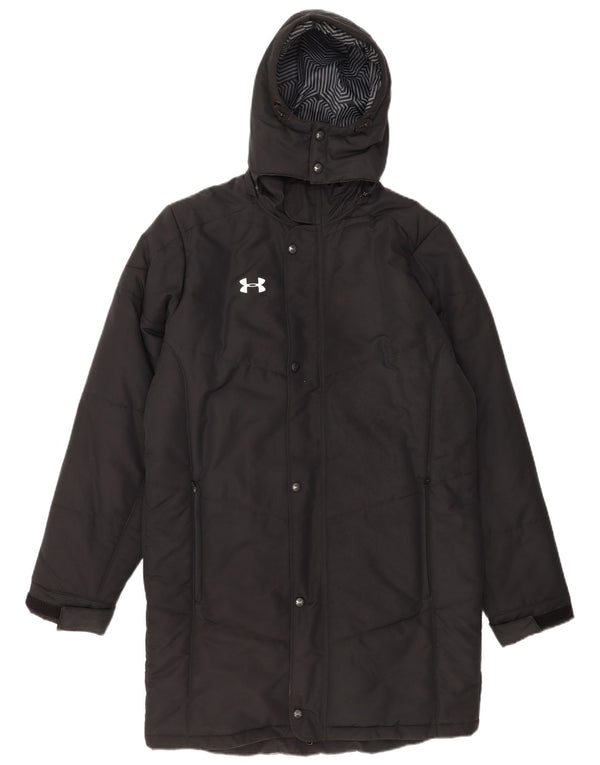 Under Armour Herre Cold Gear Hooded Polstret Coat UK 38 Medium Black Polyester