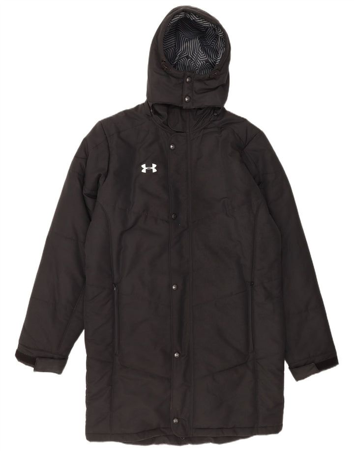 Under Armour Mens Cold Gear Hooded Padded Coat UK 38 Medium Black Polyester