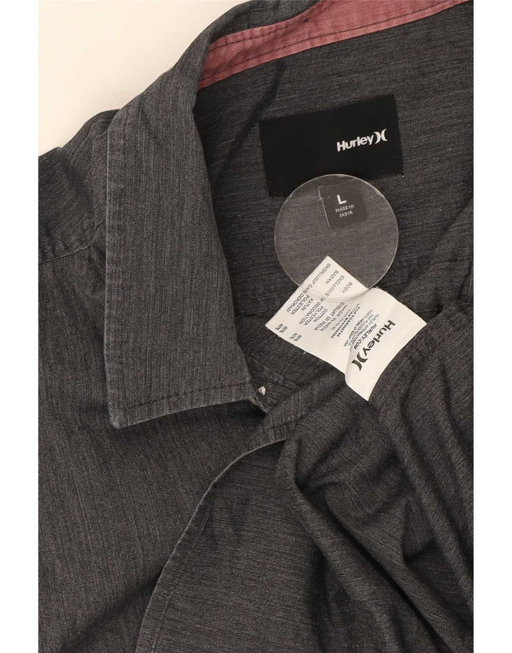Camicia a maniche corte da uomo Hurley Large in cotone grigio