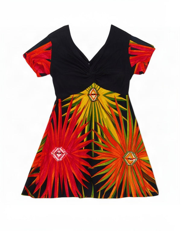 Desigual Abito da donna a linea grafica con grafica UK 20 2XL Cotone floreale nero
