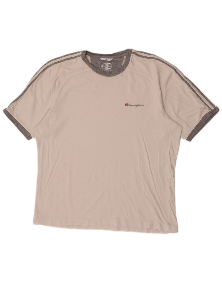 Champion Herre T-Shirt Top Stor Hvid Stribet