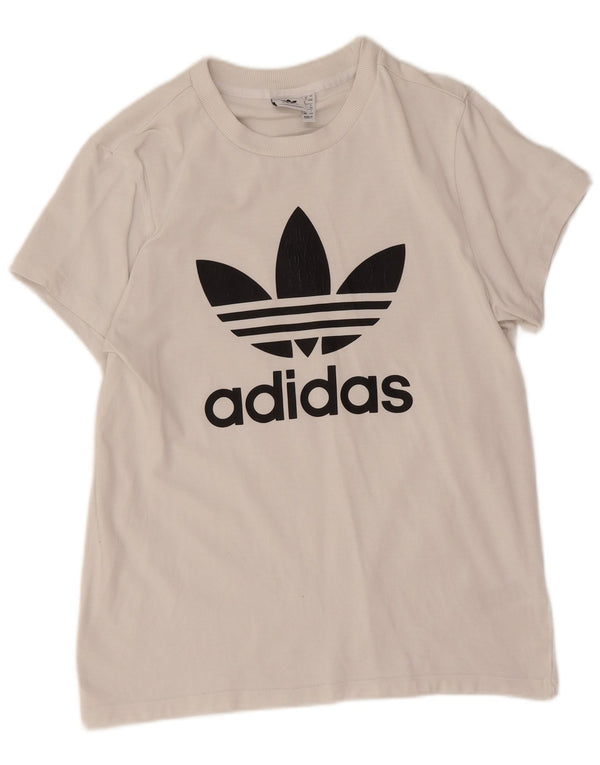 Γυναικείο γραφικό T-Shirt Adidas Top UK 8 Small λευκό βαμβακερό