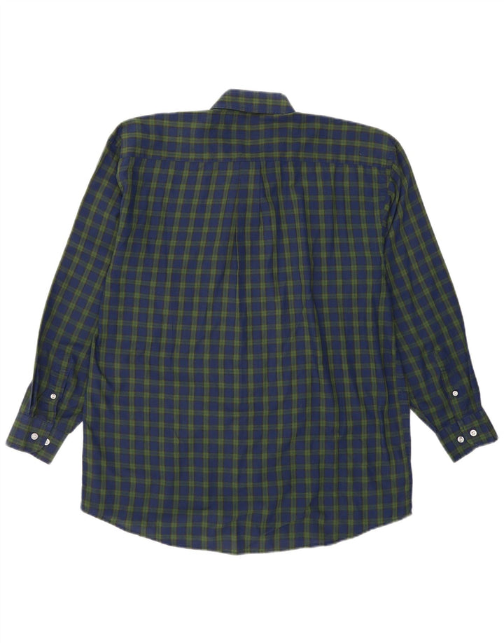 Vintage Mens Shirt Large Navy Blue Check